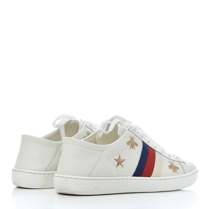 Gucci Calfskin Bee Star Embroidered Sylvie Web Ace Sneakers 35 White 4 of 20