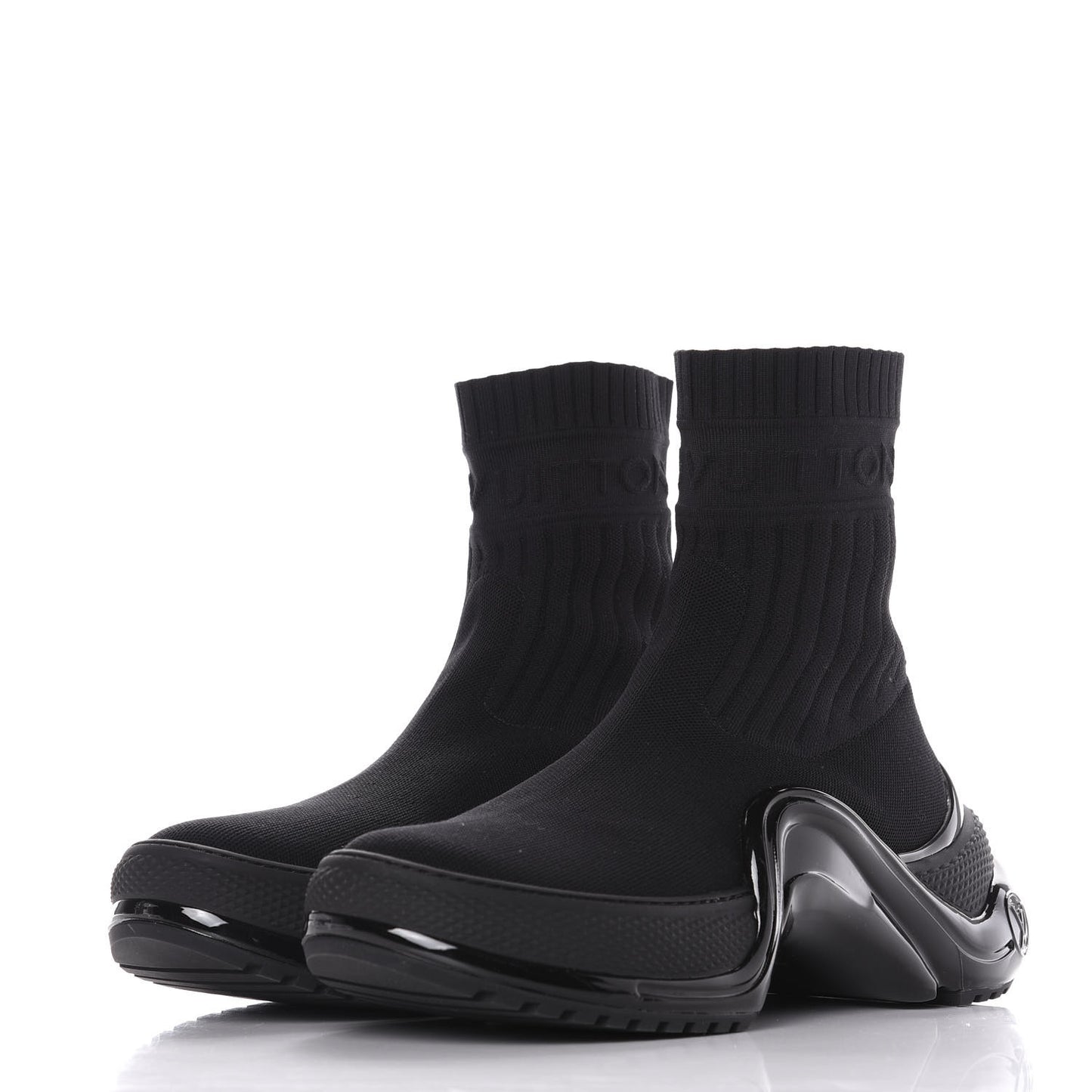 Stretch Textile Patent LV Archlight Sneaker Boots 41 Black