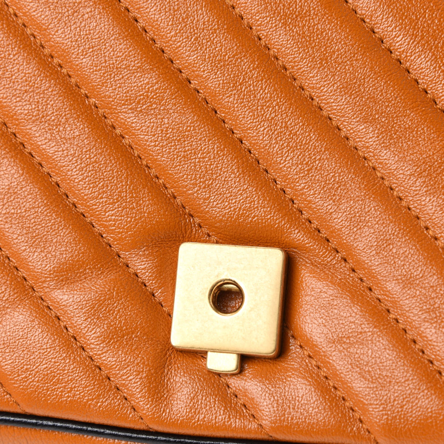 Gucci Vintage Effect Calfskin Matelasse Diagonal Small Torchon GG Marmont Shoulder Bag Cognac Black 8 of 11