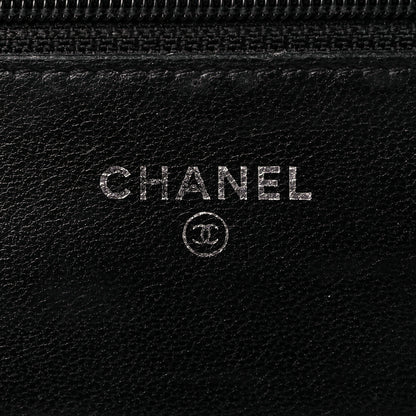 Chanel Lambskin Camellia Embossed Wallet On Chain WOC Black 6 of 11