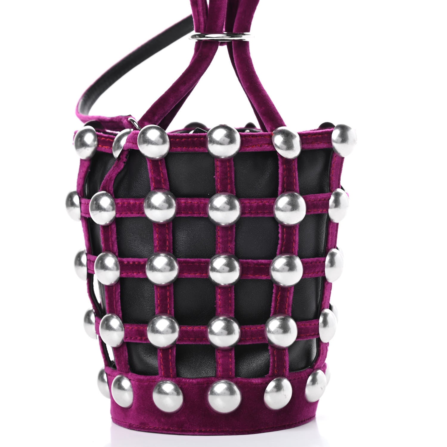 Alexander Wang Velvet Embellished Mini Roxy Bucket Bag Magenta 10 of 13