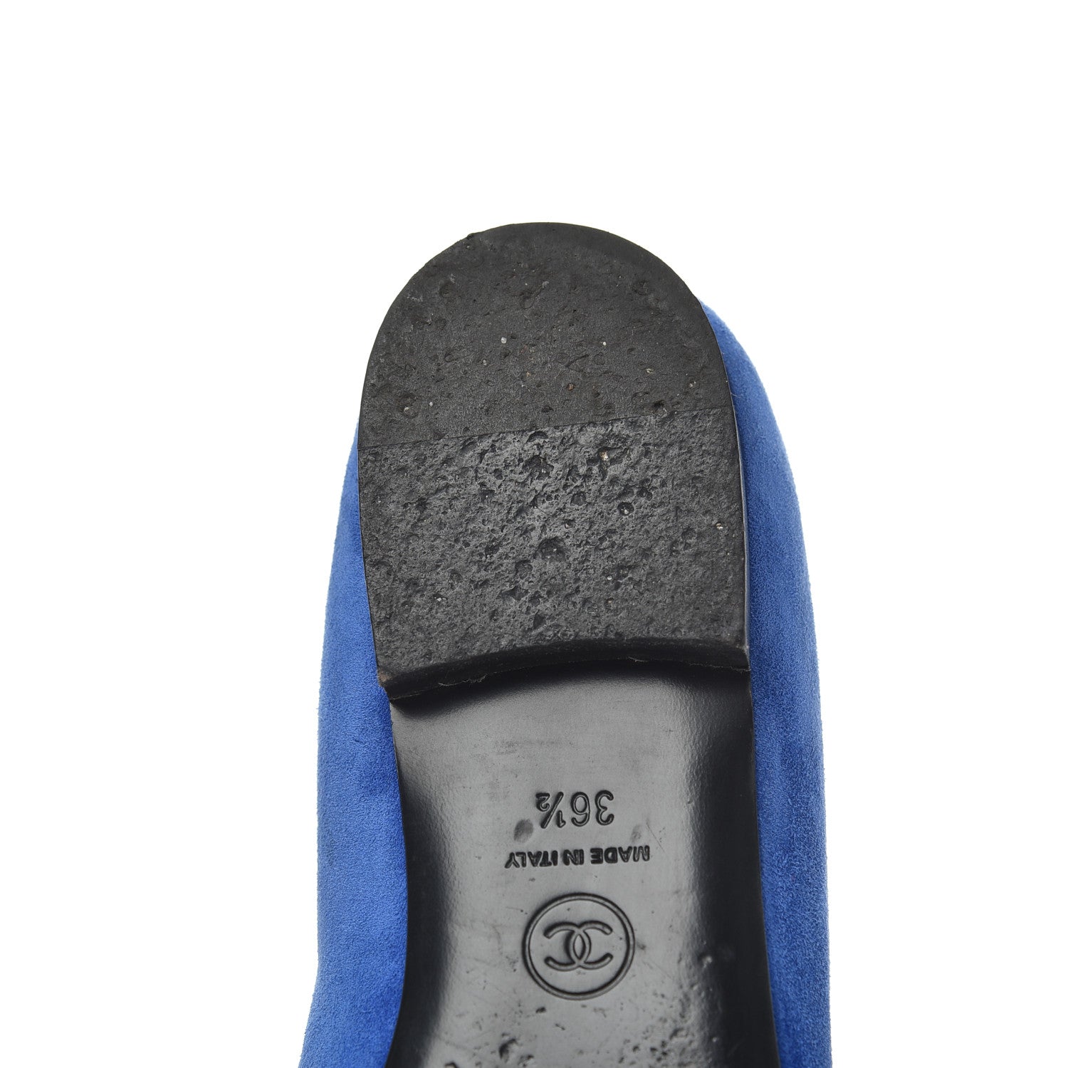 Chanel Suede Satin Cap Toe Gabrielle Ballerina Flats 36.5 Royal Blue Black 22 of 23