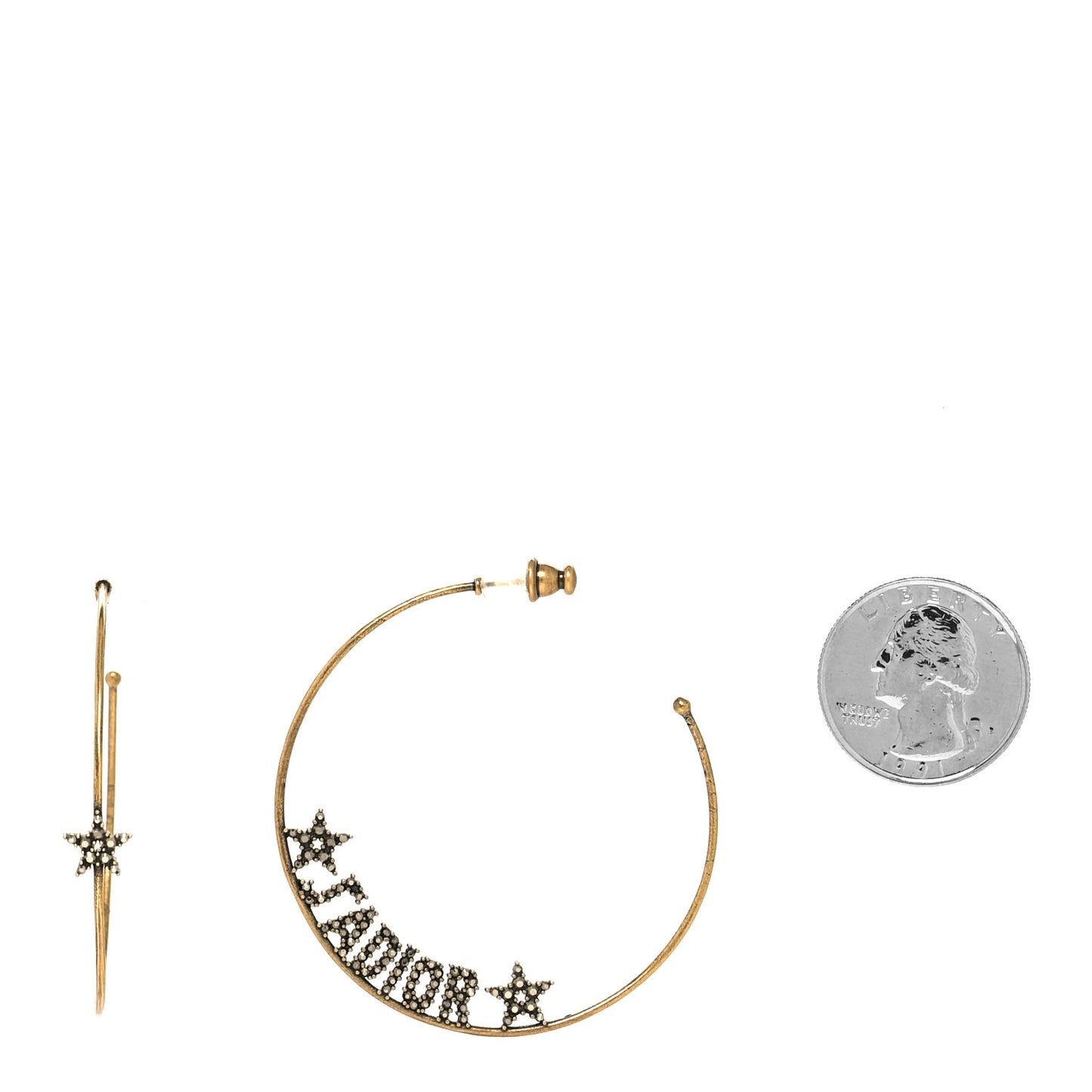 Metal Crystal J'Adior Hoop Earrings Aged Gold