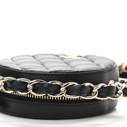 Chanel Lambskin Quilted Chain Round Mini Clutch Black 9 of 9
