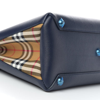Burberry Derby Calfskin Vintage Check Medium Banner Tote Regency Blue 9 of 10