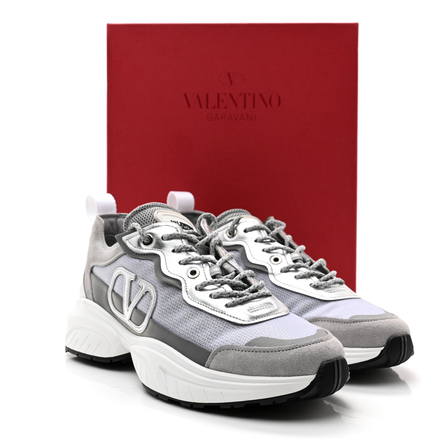 Valentino Garavani Suede Mesh Womens Shegoes Sneakers 38.5 Pastel Grey 11 of 11
