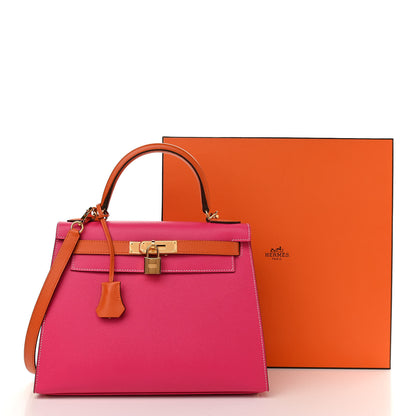 Hermes Epsom Horseshoe Kelly Sellier 28 Rose Tyrien Orange 12 of 12