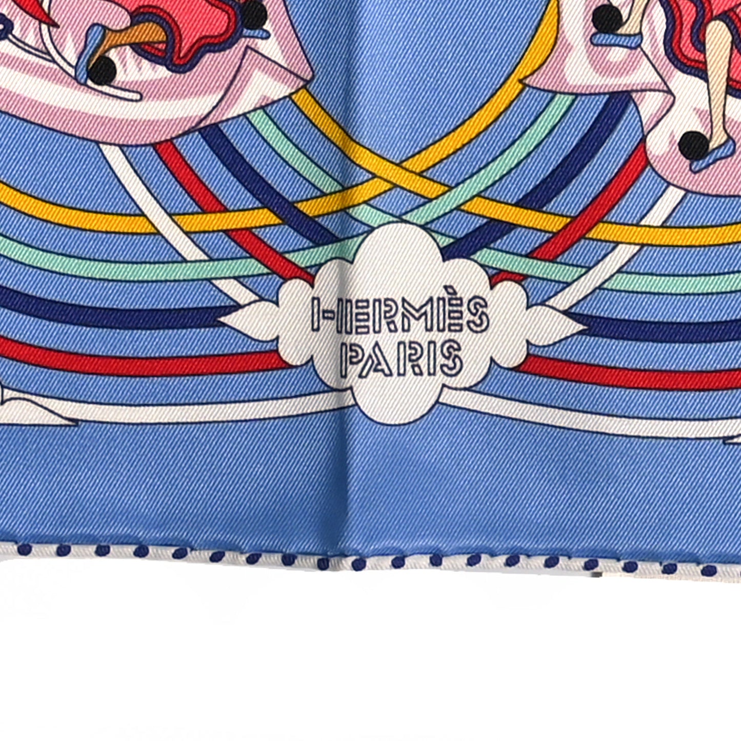 Silk Carres Volants Scarf 70 Bleu Myosotis White