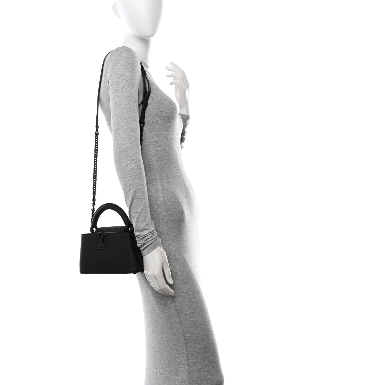 Louis Vuitton Taurillon Capucines Mini Matte Black 2 of 9