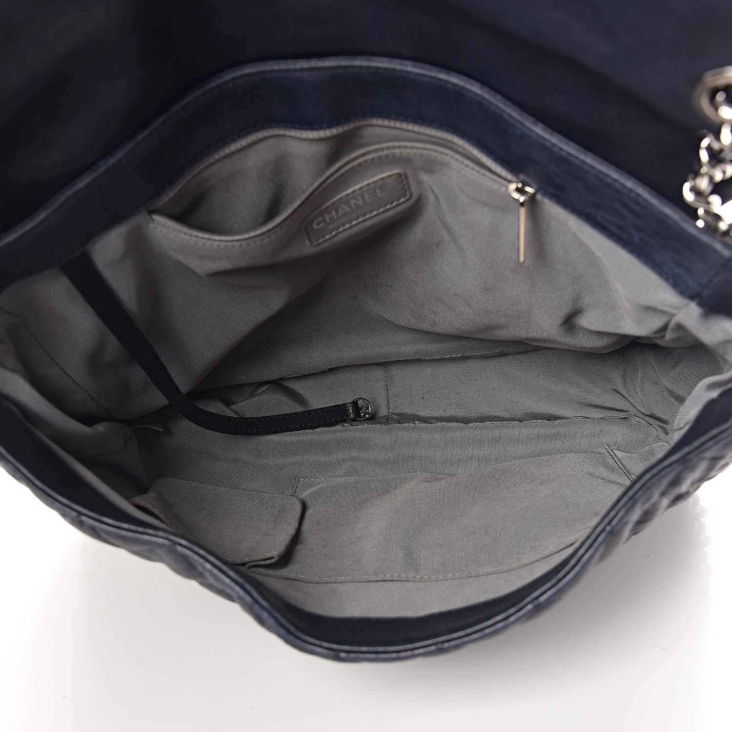 Chanel Washed Lambskin Quilted Chain Around Maxi Flap Dark Navy Blue 7 of 11