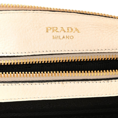 Prada Vitello Daino Zippered Shoulder Bag White 6 of 12