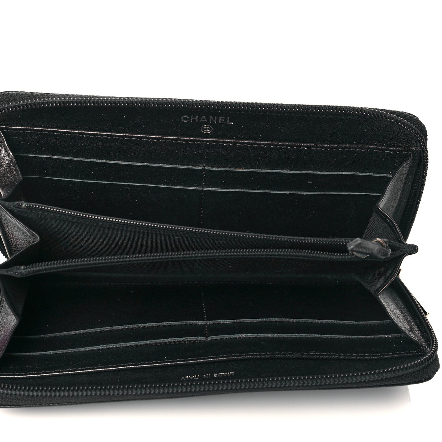Caviar Large Timeless CC Zip Around Wallet Black