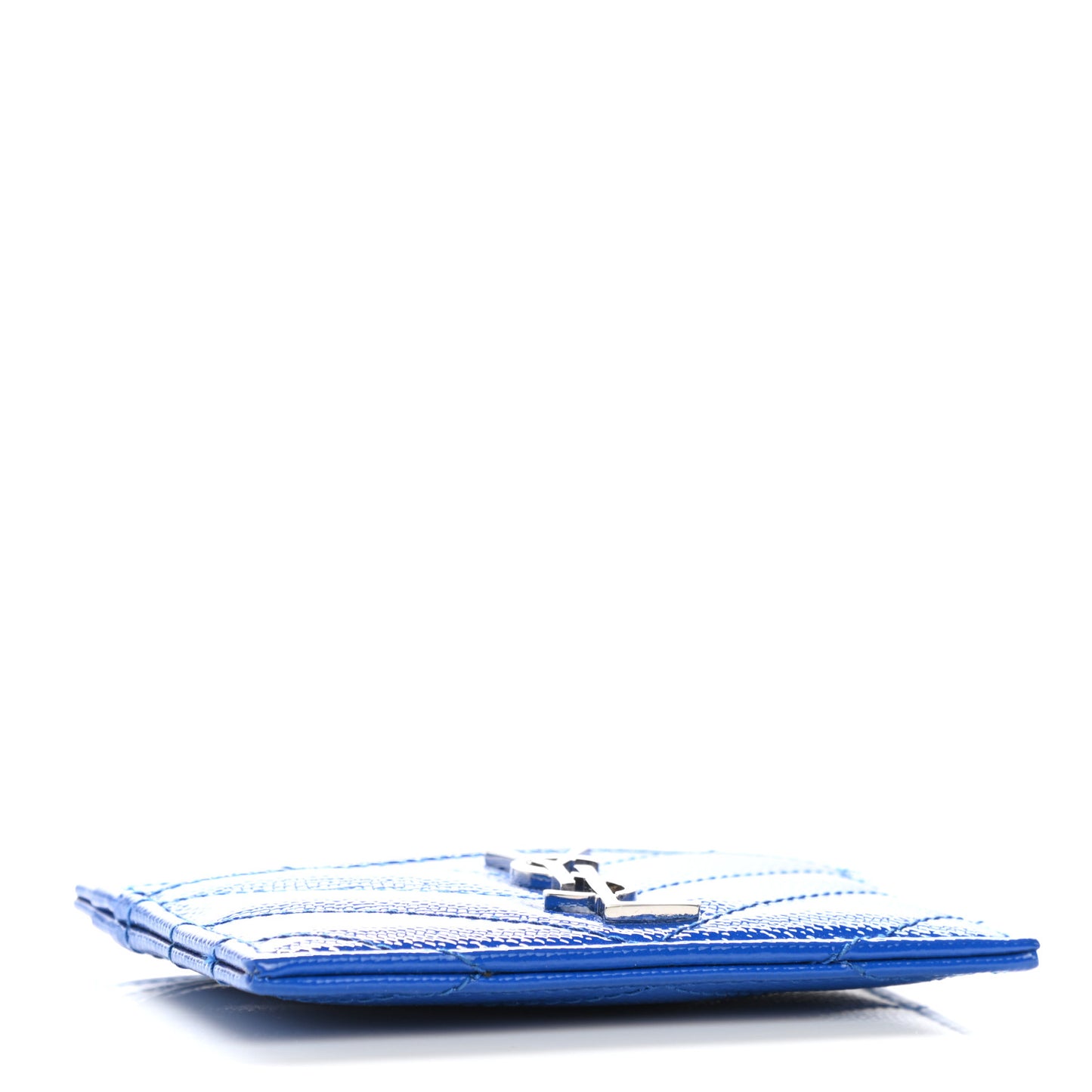Patent Grain De Poudre Matelasse Monogram Credit Card Case Blue Majorelle