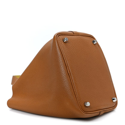 Hermes Taurillon Clemence Swift Eclat Picotin Lock 18 PM Sesame Lime 3 of 10