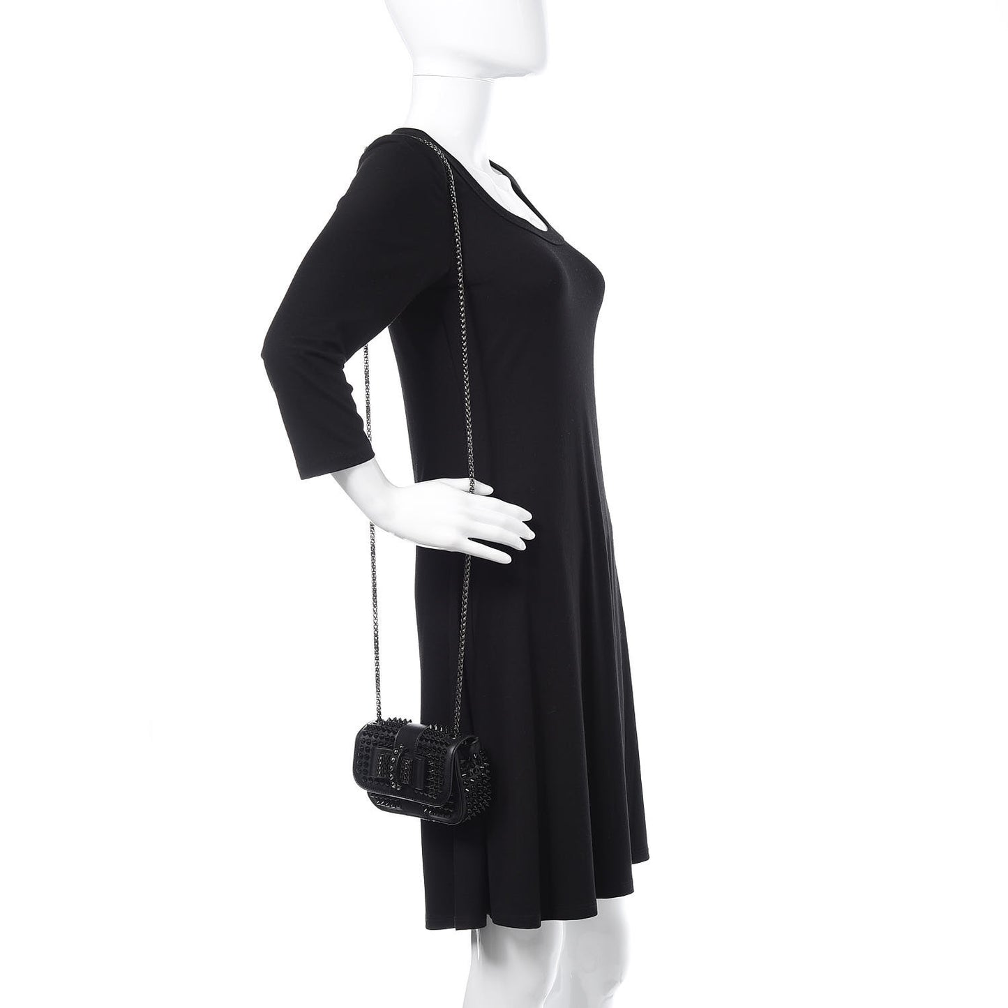 Calfskin Spikes Sweety Charity Crossbody Bag Black