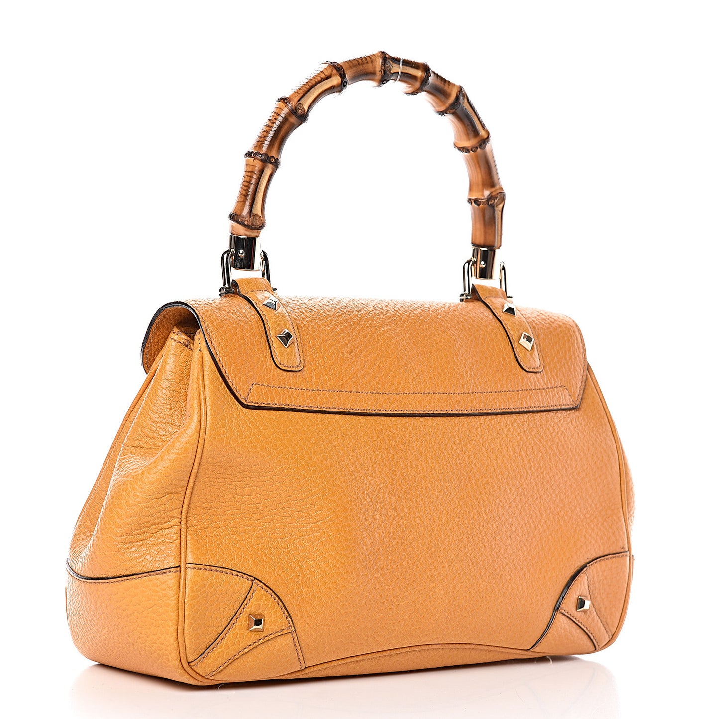 Calfskin Bamboo Top Handle Bag Yellow