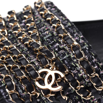 Chanel Tweed Lambskin Chain Flat Sandals 39 Black Multicolor 11 of 11