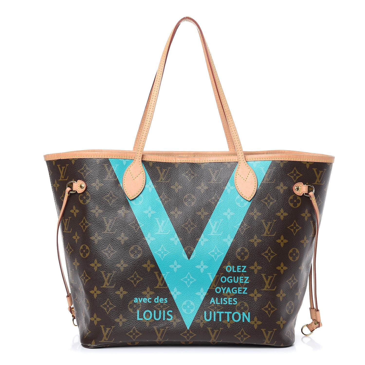 Louis Vuitton Monogram V Neverfull MM Turquoise 1 of 12