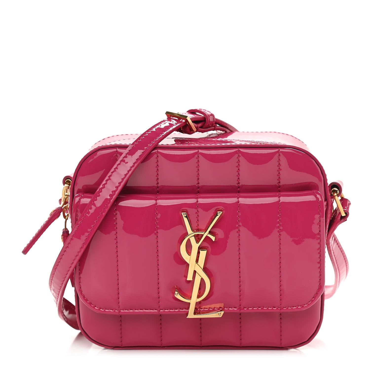 Saint Laurent Patent Matelasse Monogram Toy Vicky Camera Bag Bubblegum 1 of 10