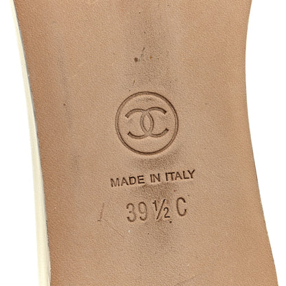 Chanel Lambskin Pearl Crystal CC Mules Sandals 39.5 Ivory Black 6 of 10