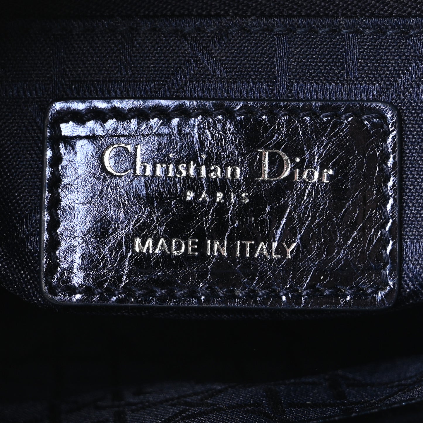 Metallic Crinkled Lambskin Cannage Mini Lady Dior Blue