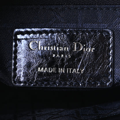 Christian Dior Metallic Crinkled Lambskin Cannage Mini Lady Dior Blue 6 of 10