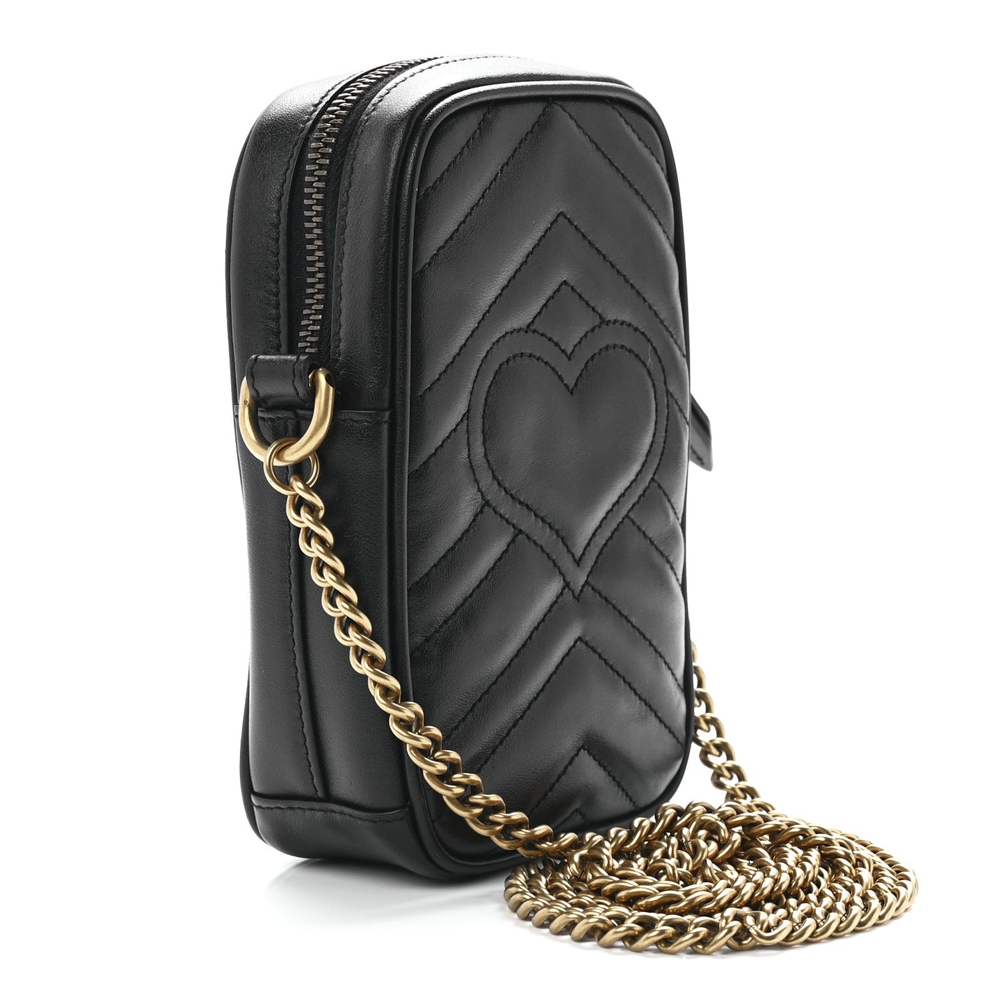 Calfskin Matelasse Mini GG Marmont Crossbody Bag Black