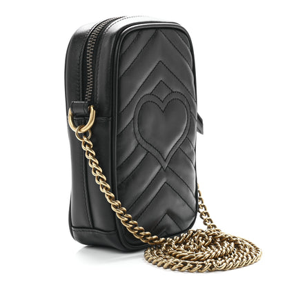 Gucci Calfskin Matelasse Mini GG Marmont Crossbody Bag Black 3 of 11