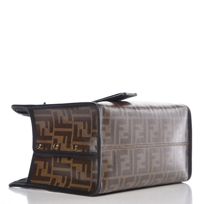 Fendi Glazed Fabric Vitello Century FF 1974 Stamp Patch Mini Peekaboo Defender Cover Mogano Panna Black 4 of 9