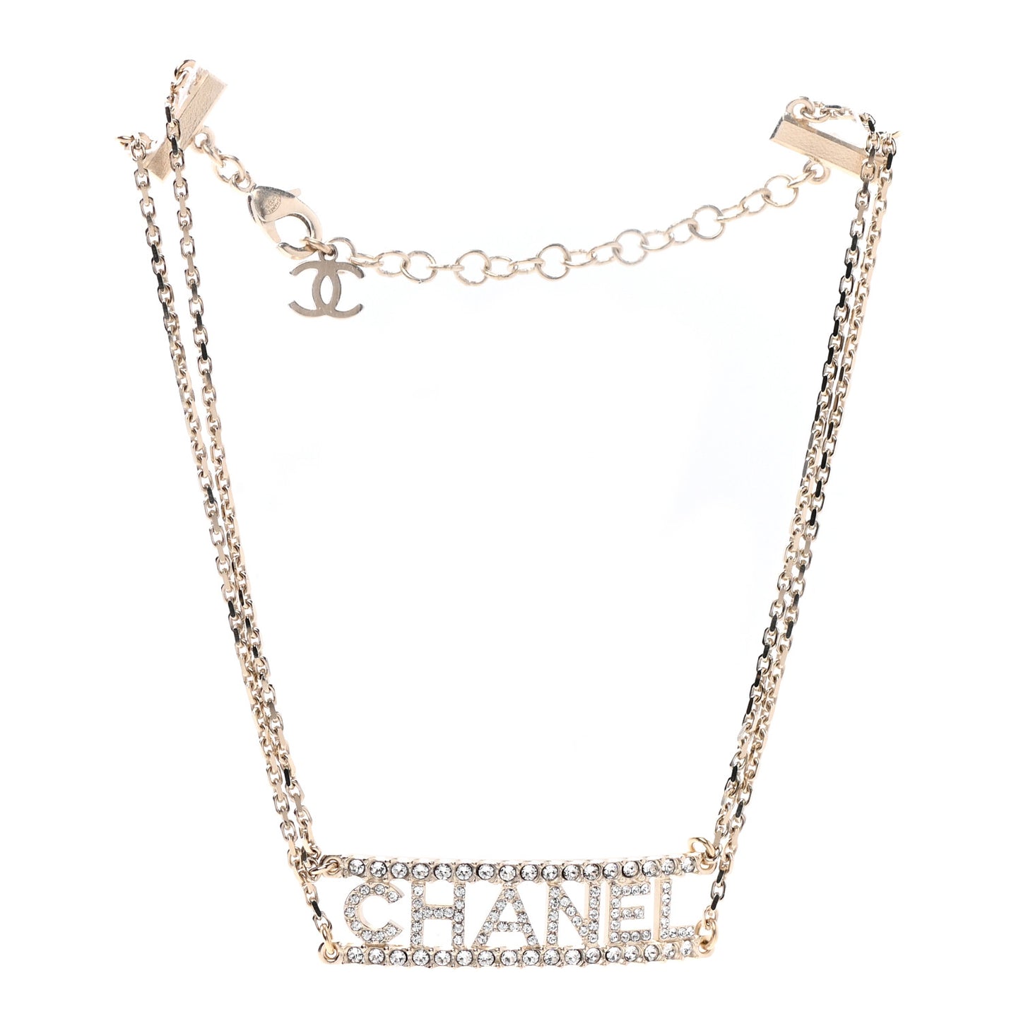 Metal Crystal Logo Choker Necklace Gold