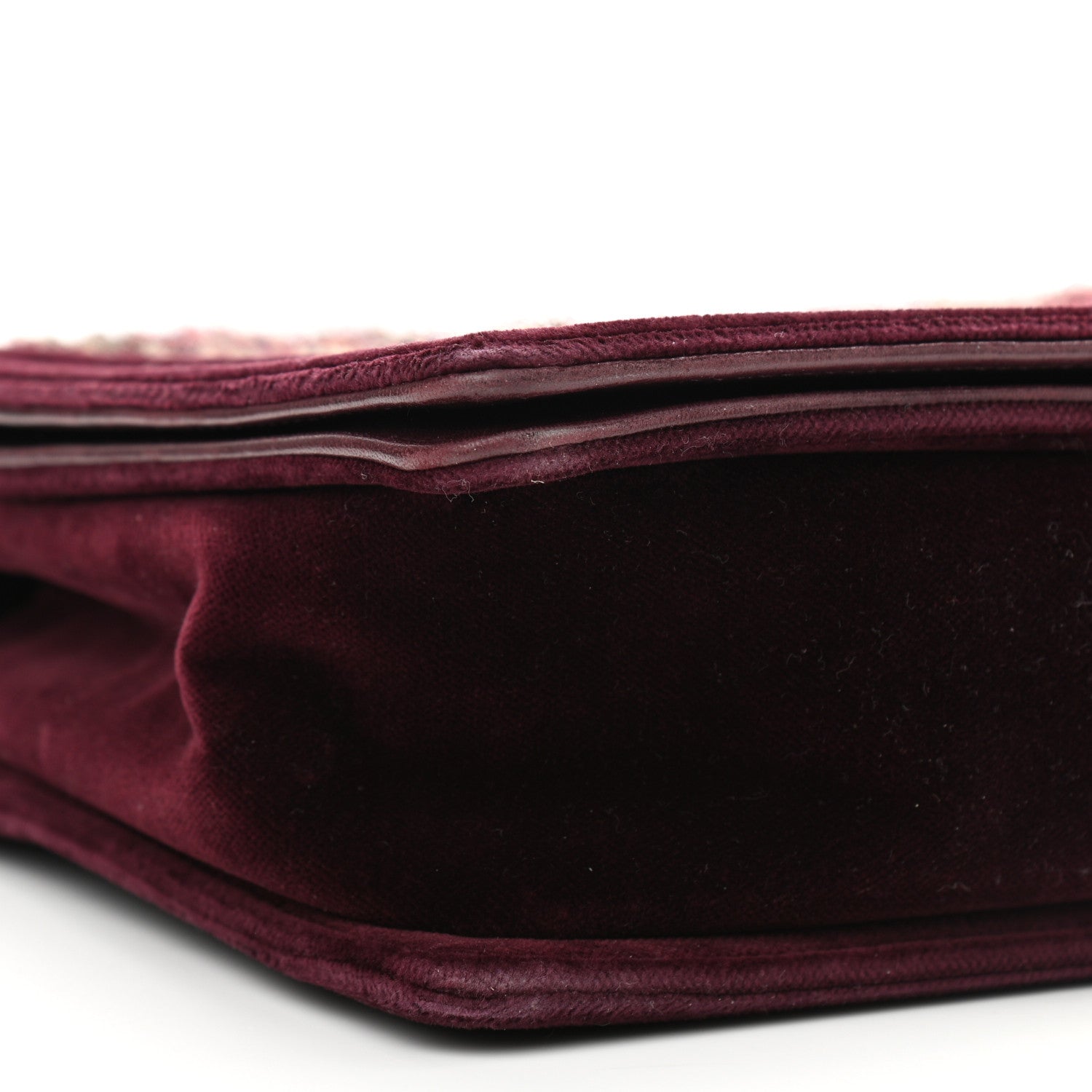 Chanel Velvet Tweed Large Boy Flap Burgundy 9 of 12