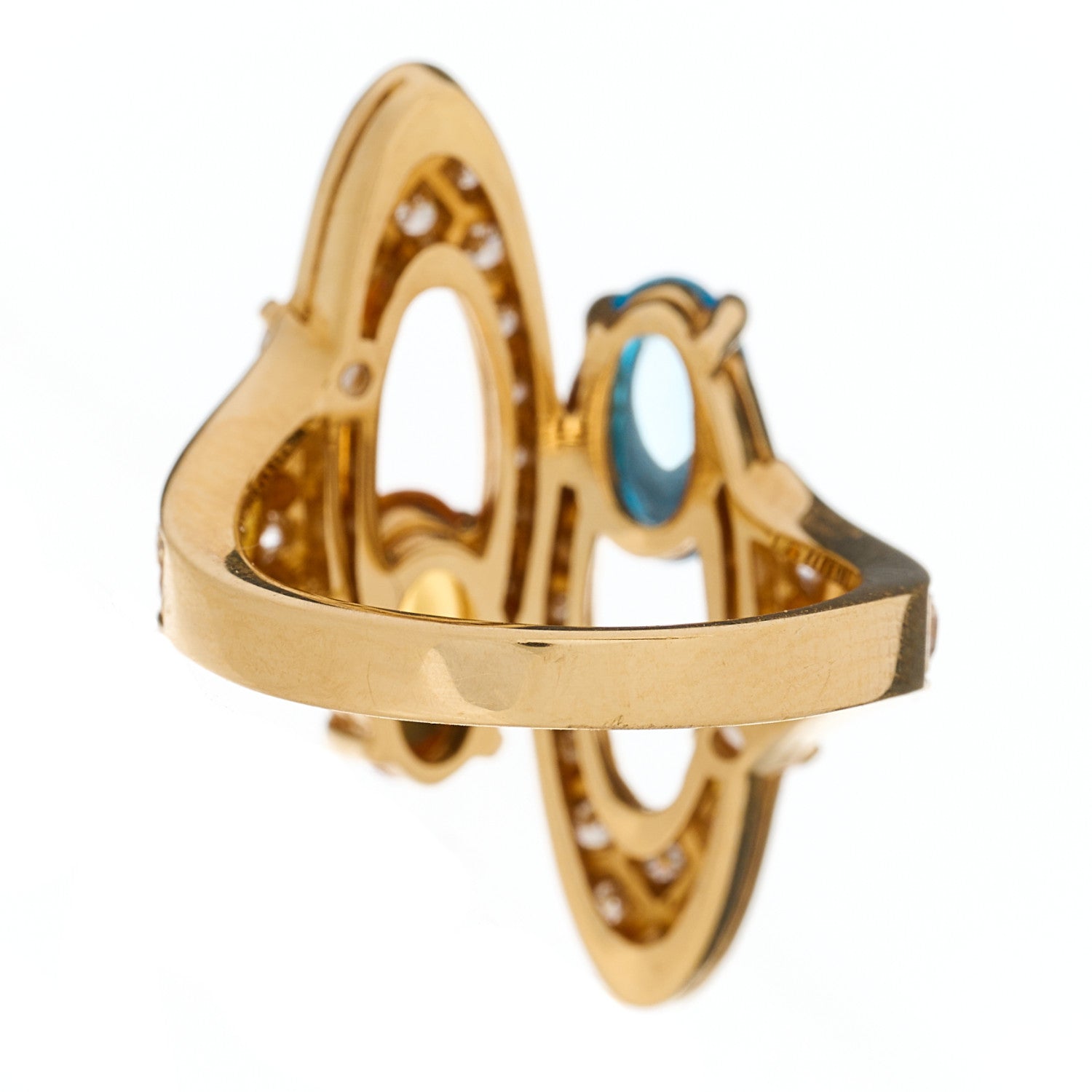 Bulgari 18K Yellow Gold Diamond Blue Topaz Citrine Elisia Ring 50 5.25 2 of 4