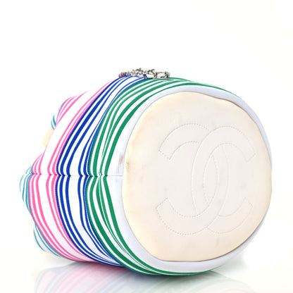 Chanel Mixed Fibers Lambskin Venise Biarritz Drawstring Bucket Bag Multicolor White 4 of 14