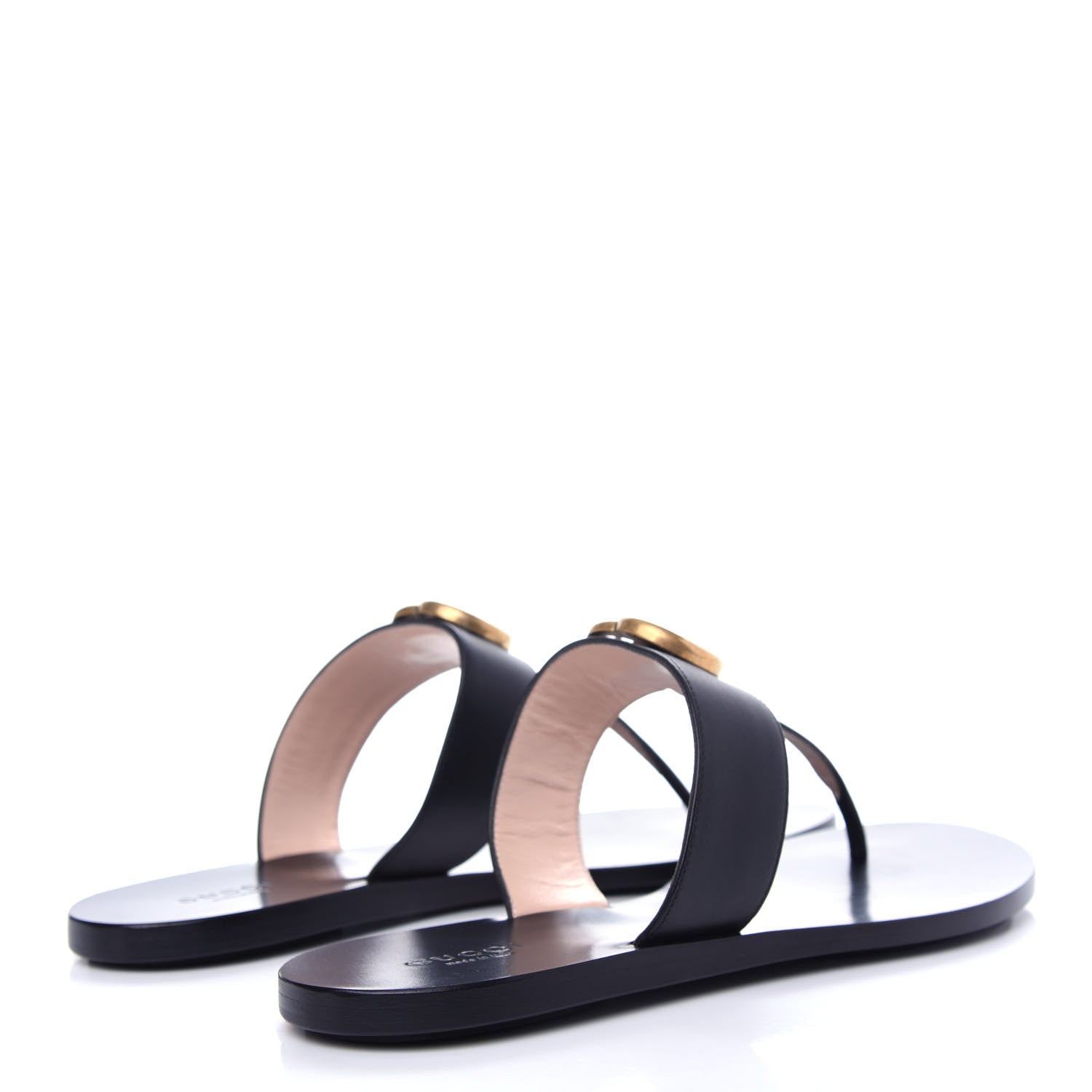 Gucci Calfskin GG Marmont Thong Sandals 38.5 Black 4 of 10