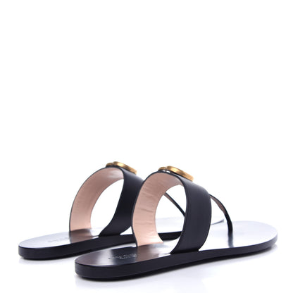 Gucci Calfskin GG Marmont Thong Sandals 38.5 Black 4 of 10