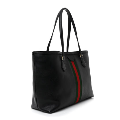 Gucci Textured Calfskin Web Medium Ophidia Shopping Tote Black 3 of 11