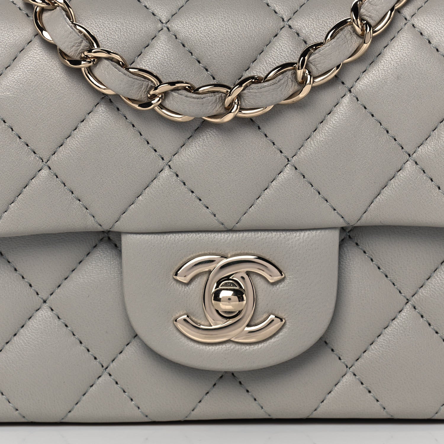 Chanel Lambskin Quilted Mini Rectangular Flap Grey 9 of 12