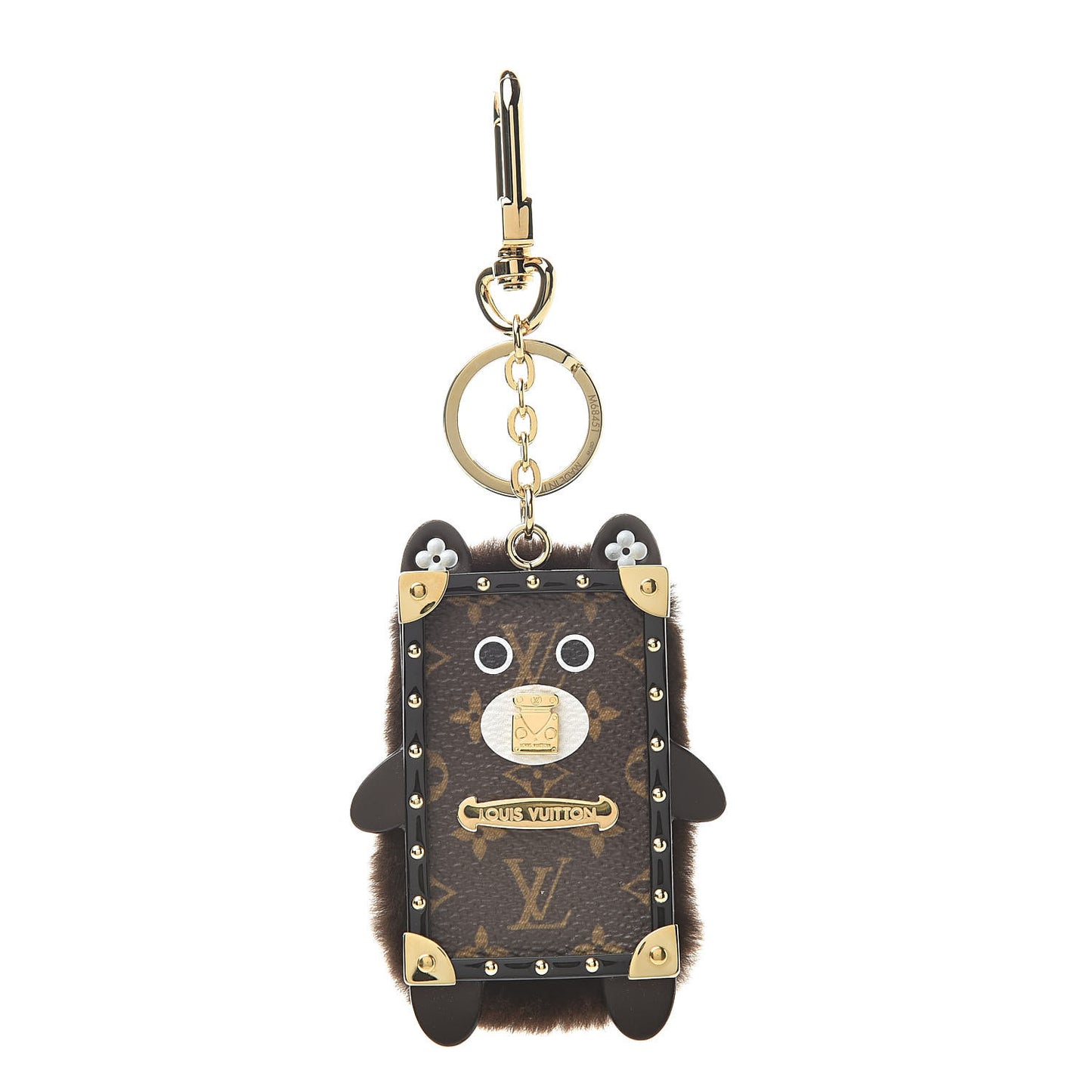 Wild Fur Monogram Eye-Trunk Bear Bag Charm