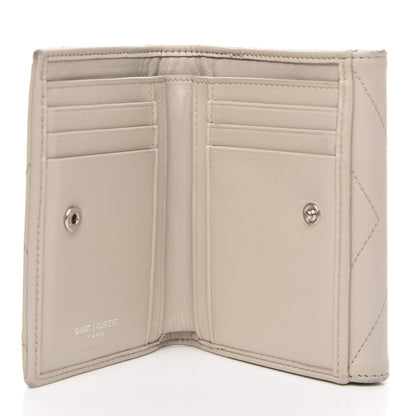 Saint Laurent Lambskin Y Quilted Monogram Compact Loulou Wallet Nude Powder 5 of 12