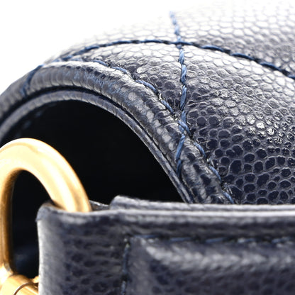 Chanel Shiny Caviar Quilted Mini Top Handle Flap Navy Blue 14 of 15