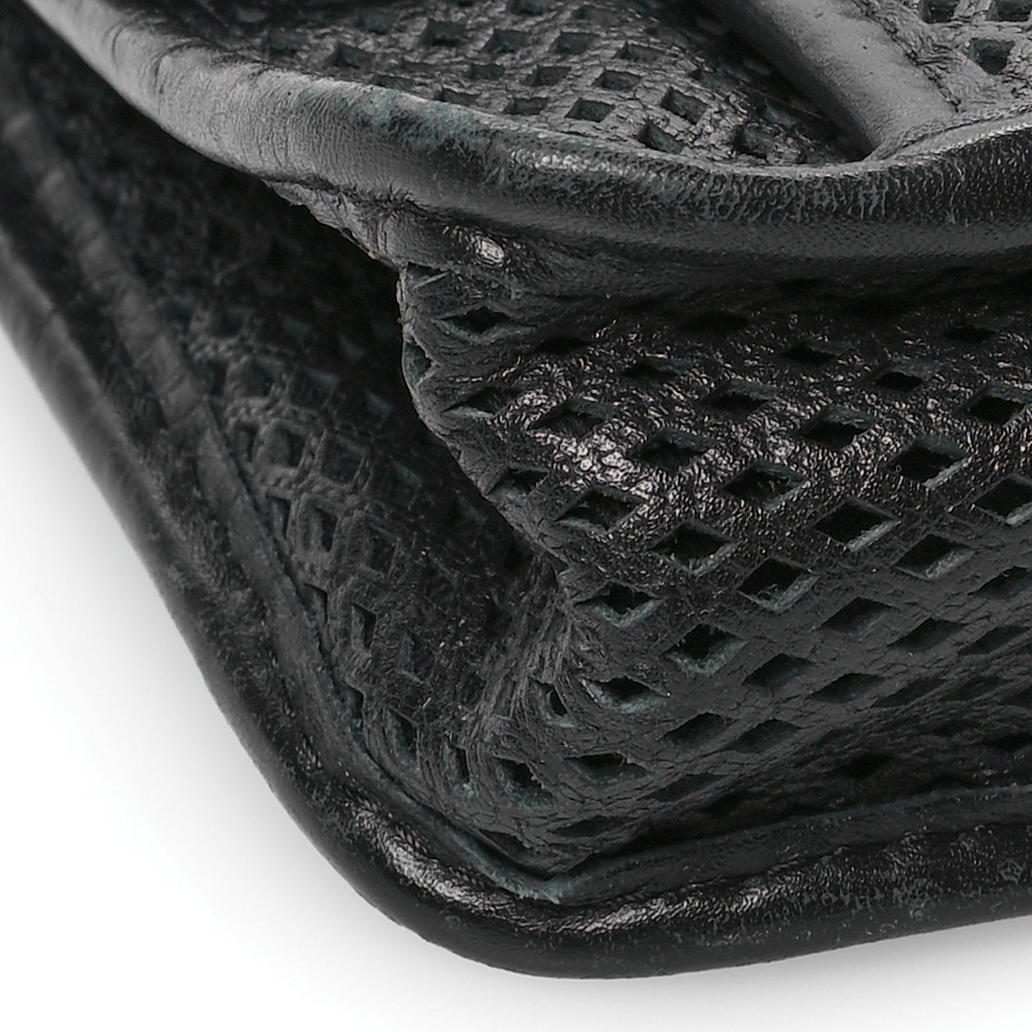 Perforated Calfskin Large Up In The Air Flap Black