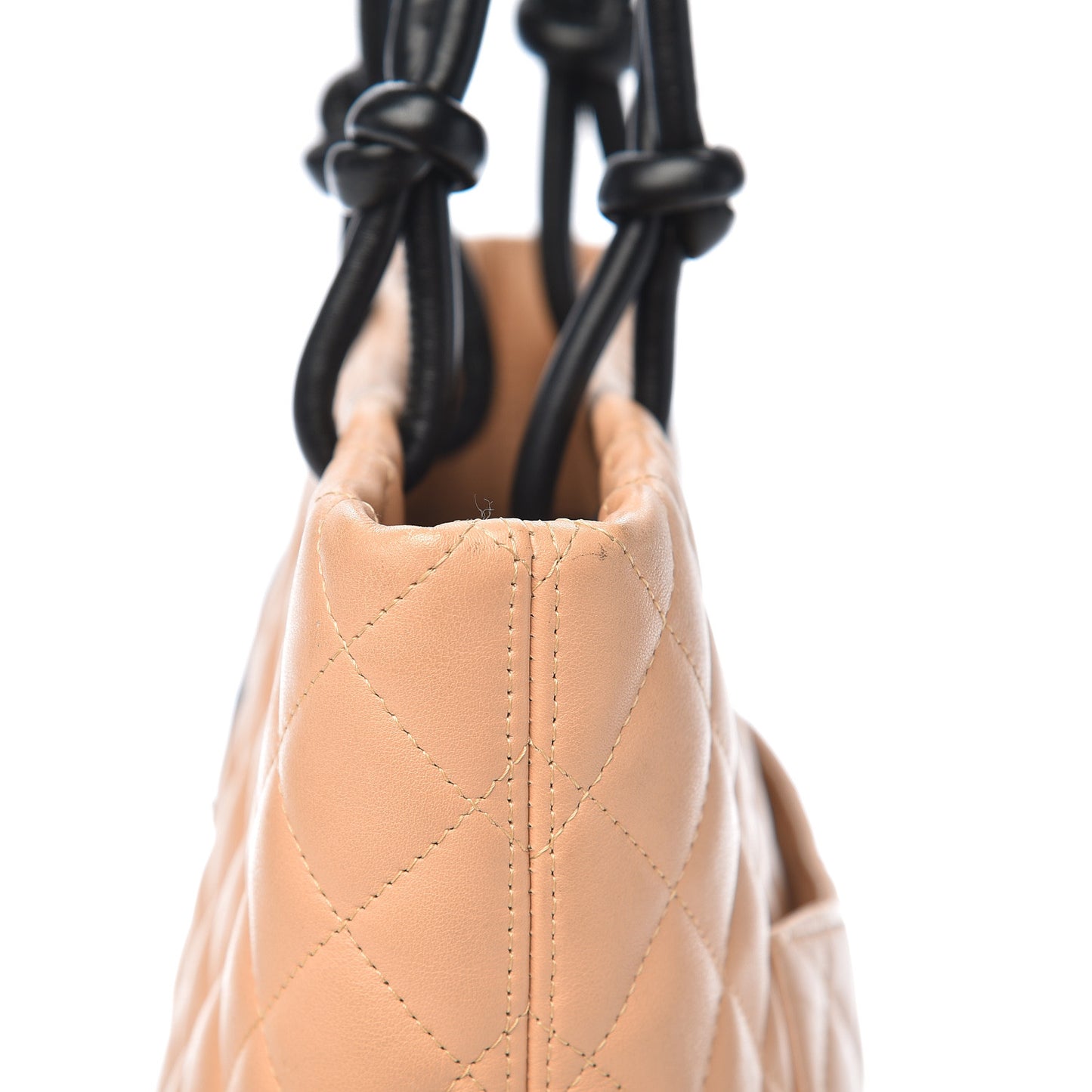 Calfskin Quilted Medium Cambon Tote Beige Black