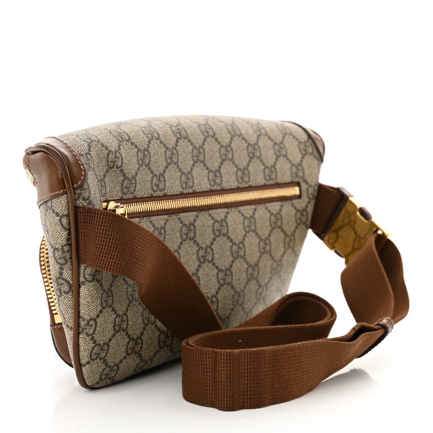 Gucci GG Supreme Monogram Textured Calfskin Retro Interlocking G Belt Bag Beige Ebony Brown Sugar 3 of 10