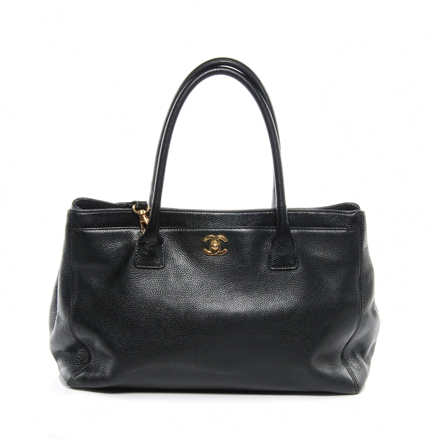 Calfskin Cerf Executive Shopper Tote Black