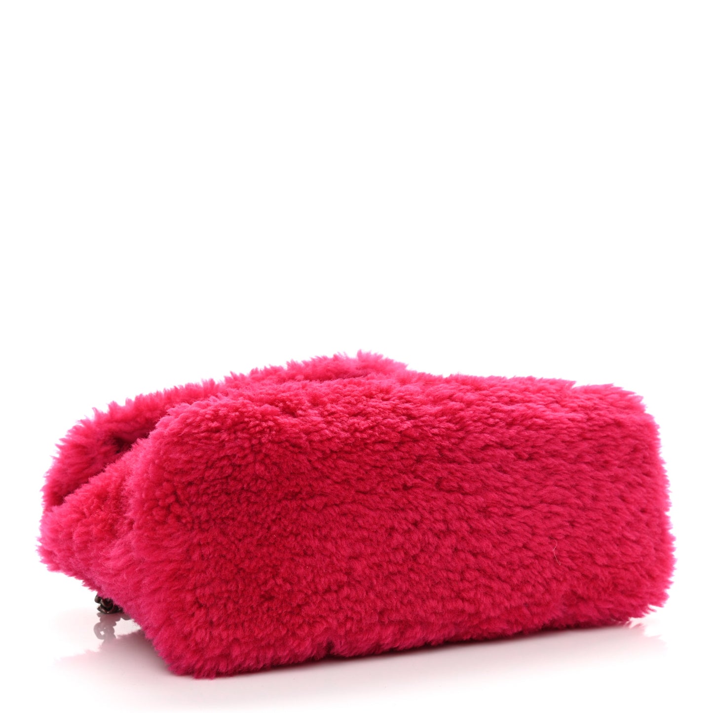 Merino Shearling Lambskin Quilted Small Loulou Puffer Monogram Chain Satchel Fuchsia