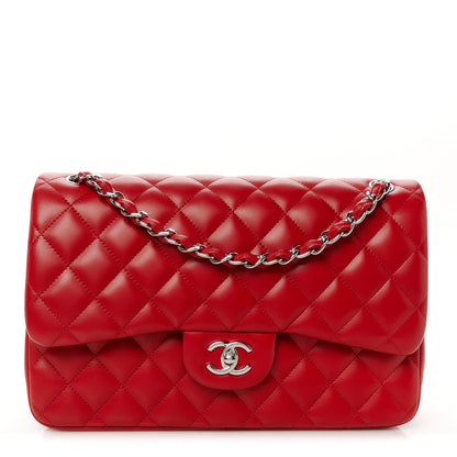 Chanel Lambskin Quilted Jumbo Double Flap Red 1 of 12