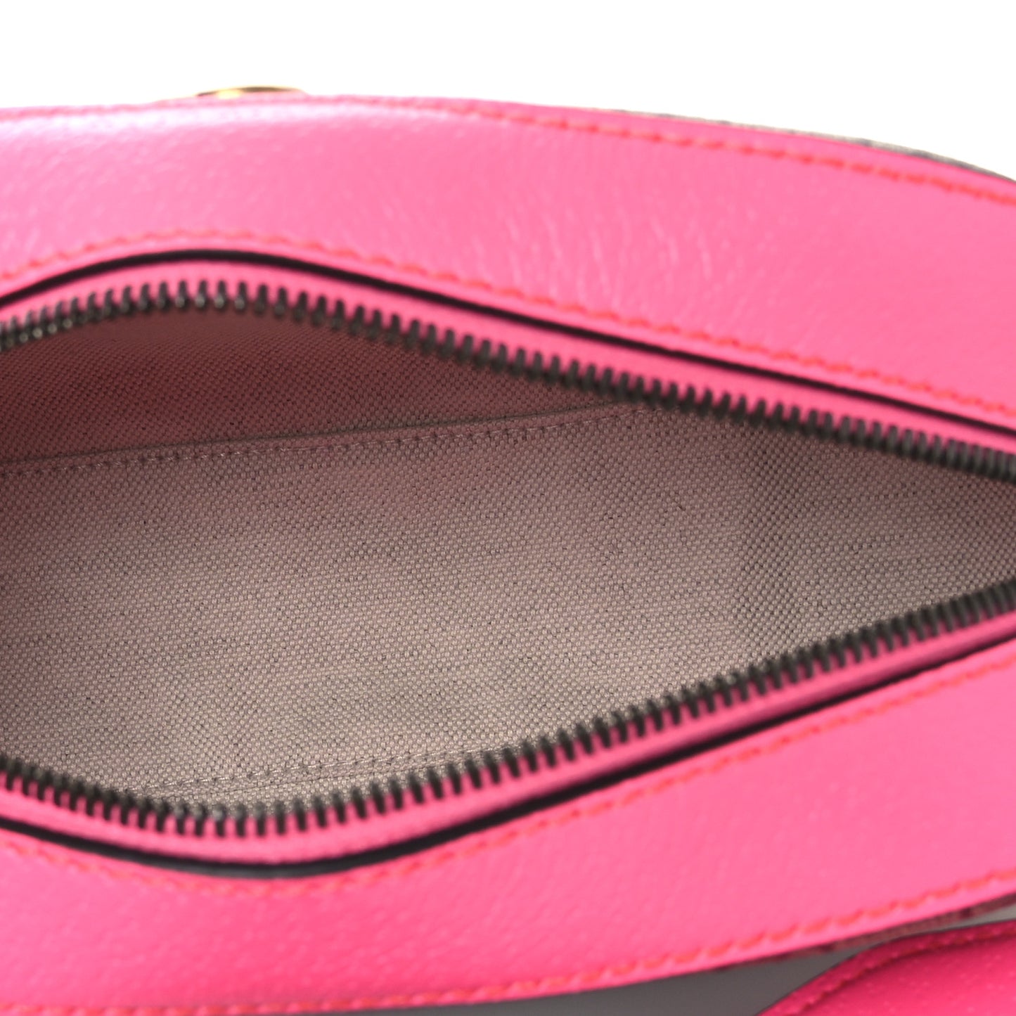 GG Supreme Monogram Textured Dollar Calfskin Web Ophidia Small Crossbody Bag Beige Ebony Fuchsia