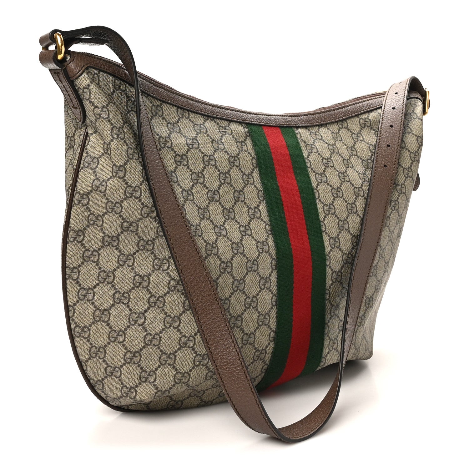 Gucci GG Supreme Monogram Web Ophidia Half Moon Hobo Brown 3 of 10