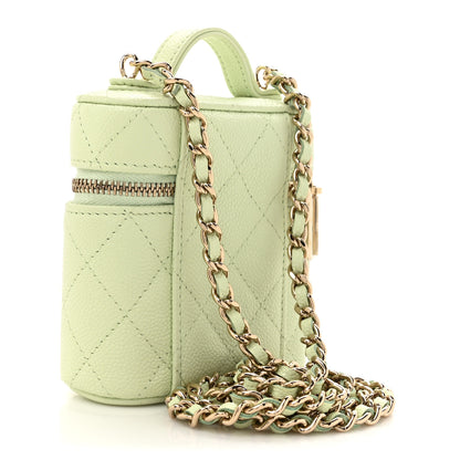 Chanel Caviar Quilted Small Handle With Care Vanity Case With Chain Light Green 4 of 19