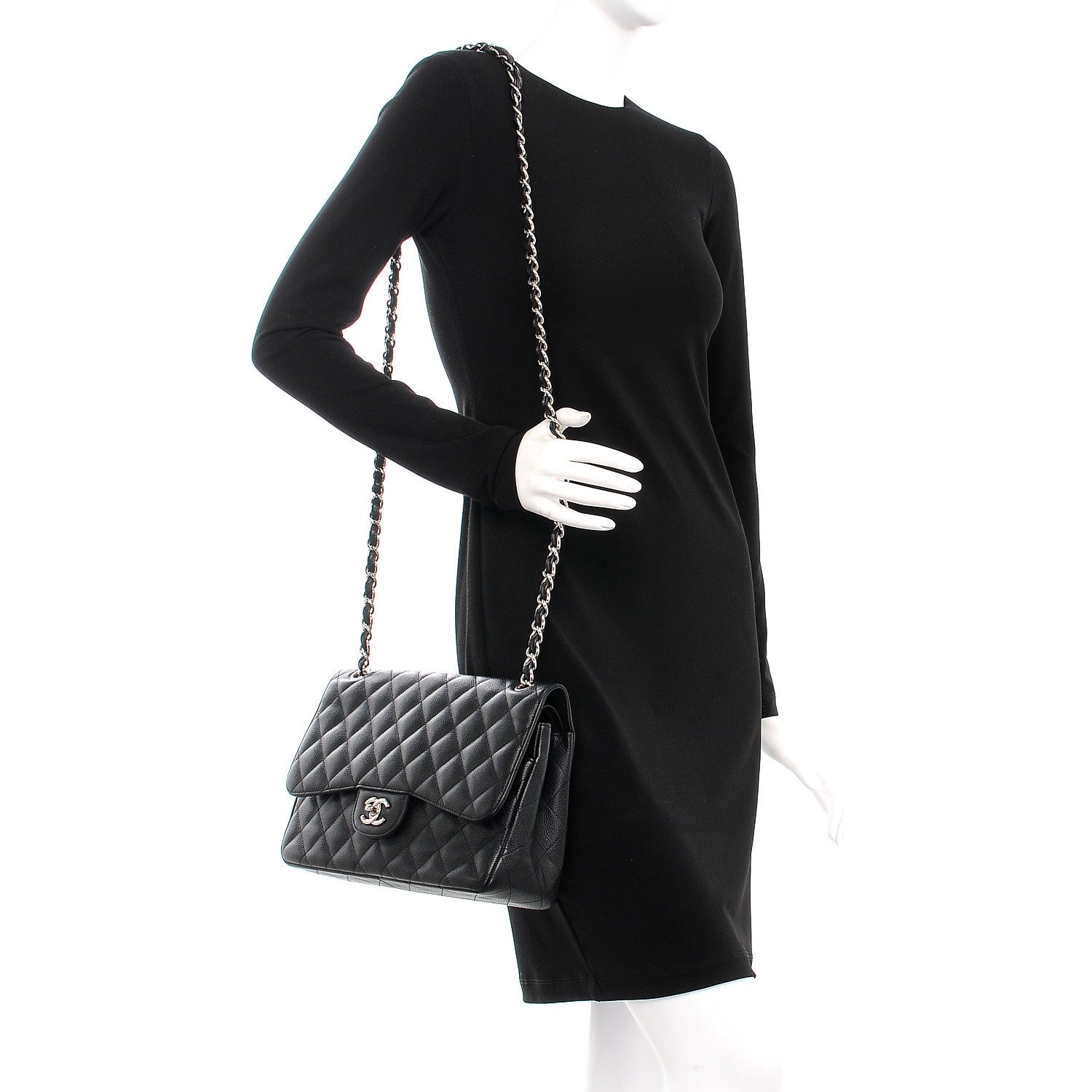 Chanel Caviar Quilted Jumbo Double Flap Black 2 of 11